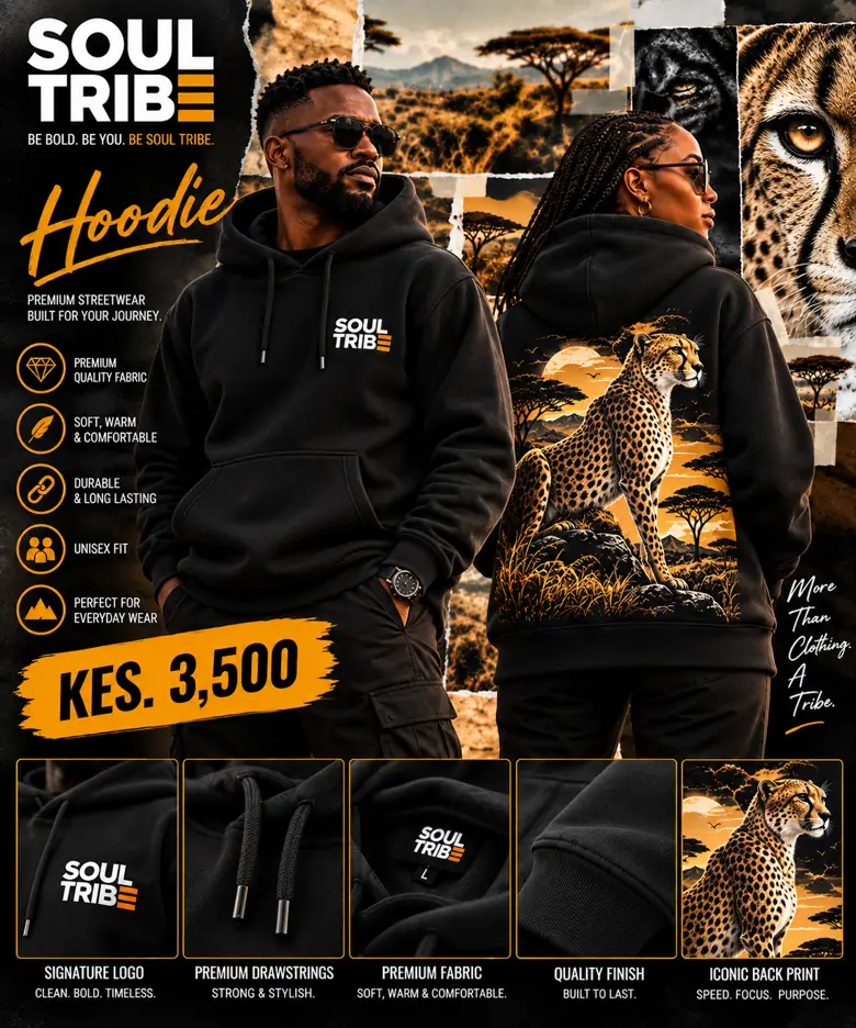 SoulTribe Hoodie in black, product sheet