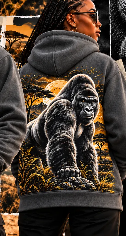 SoulTribe Hoodie in charcoal, back view