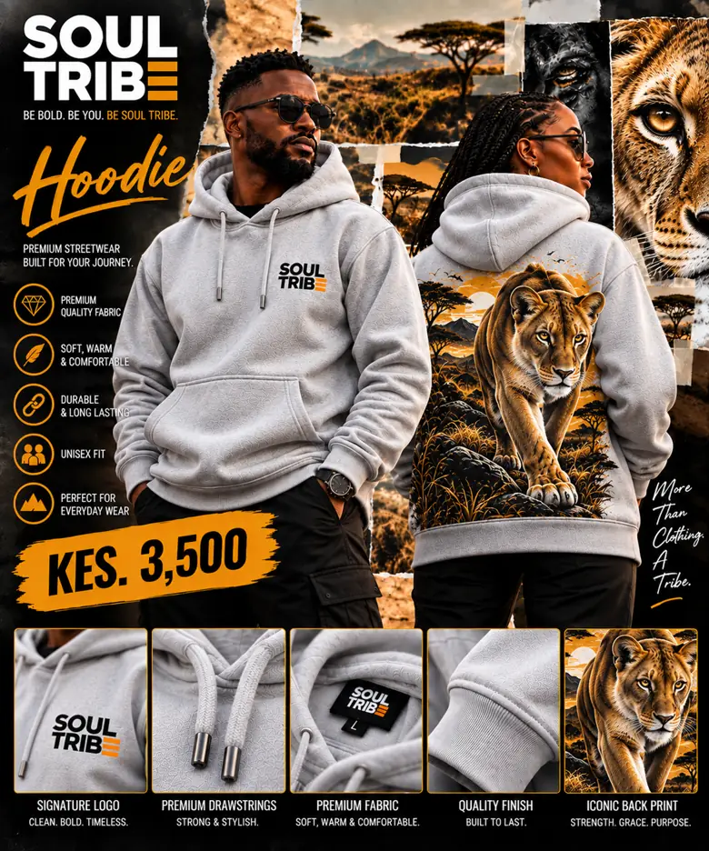 SoulTribe Hoodie in grey, product sheet