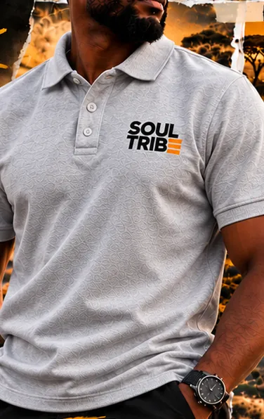 SoulTribe Polo in grey, front view