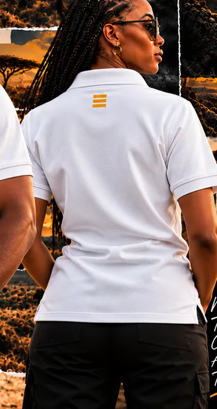 SoulTribe Polo in white, back view